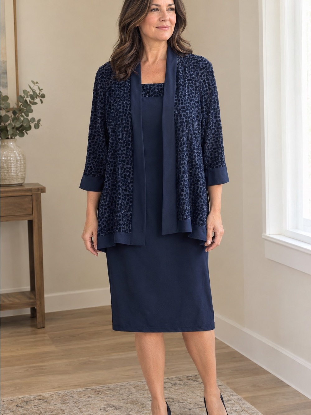 Elegant R&M Richard’s petite 2 pc dress 37” long